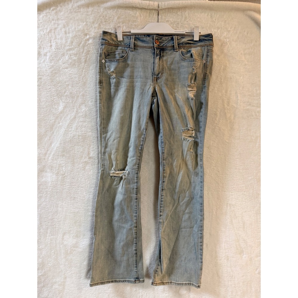 American Eagle Distressed Bootcut Jeans Womens 12 Light Wash Denim Flare Pants